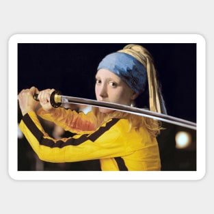 Girl with a Pearl Earring by Vermer and Beatrix Kiddo from Kill Bill Sticker